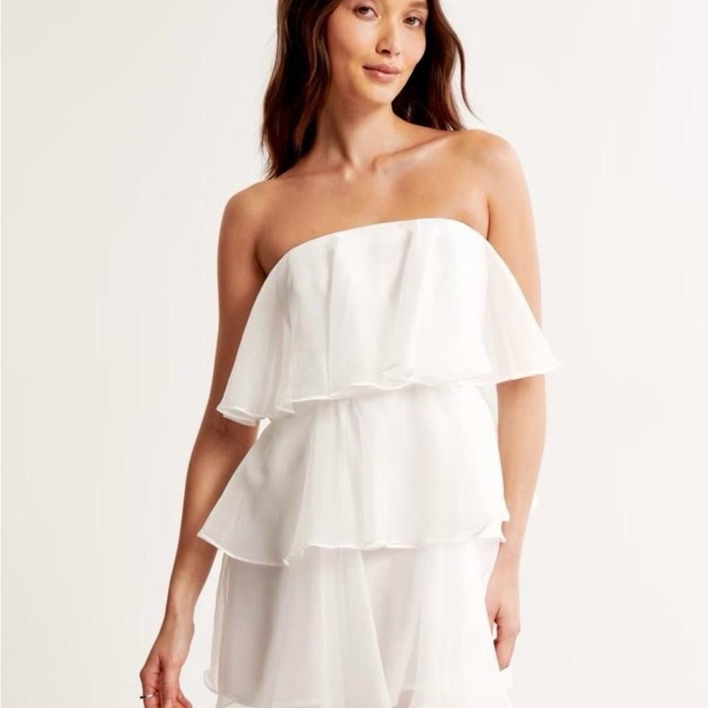 Abercrombie White Tulle Tiered Dress